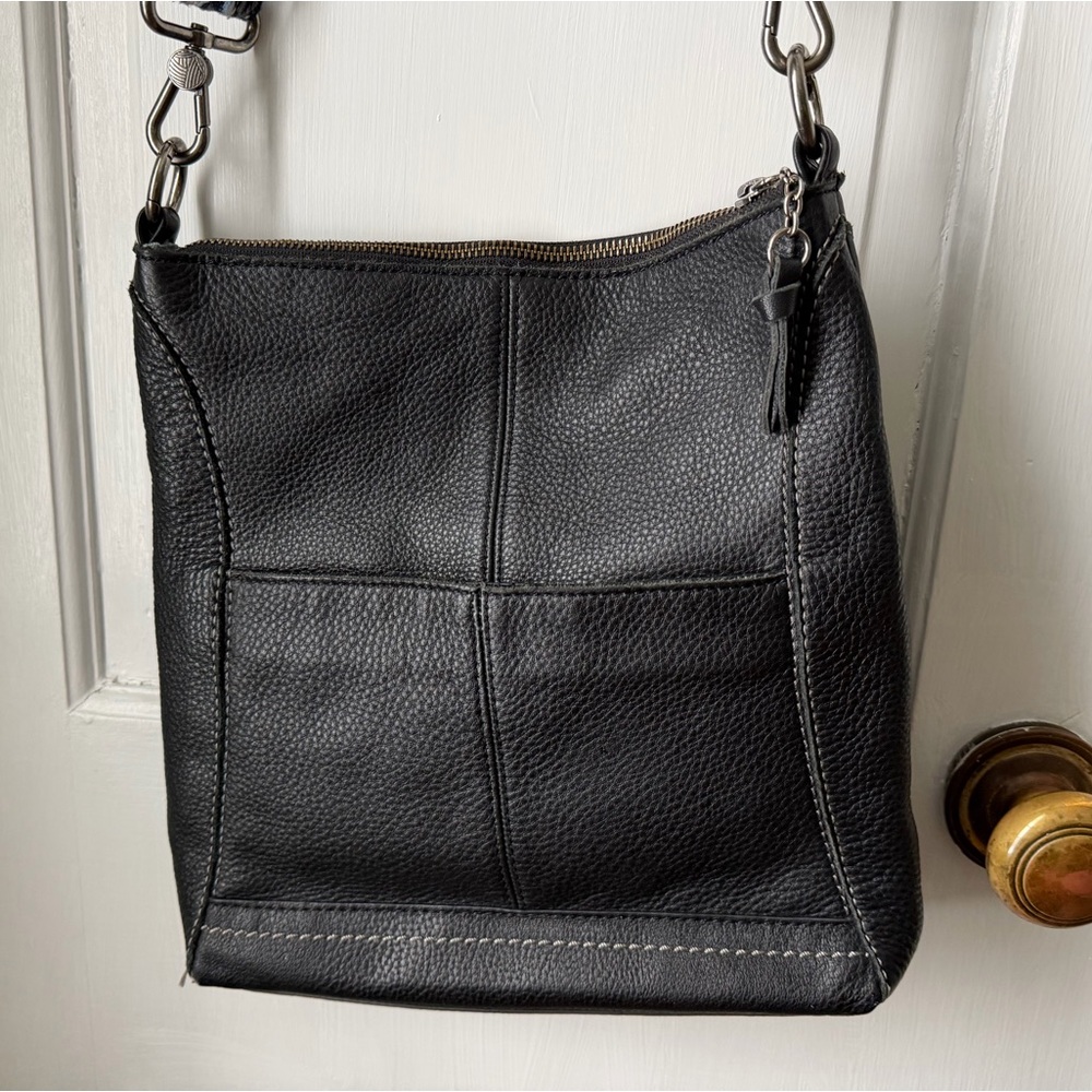 The Sak Black Pebbled Signature  Leather Crossbody Bag Vintage - Picture 2 of 5